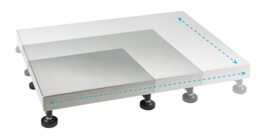 Modularer Aufbau verschiedener Plattformgrößen für individuelle CUSOS Wägelösungen von KERN & SOHN